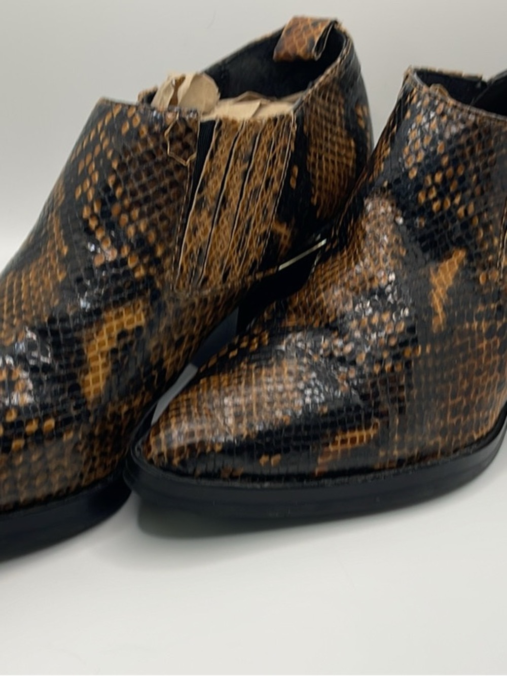 Women’s Snake-Print Chelsea Ankle Booties - Black & Brown
